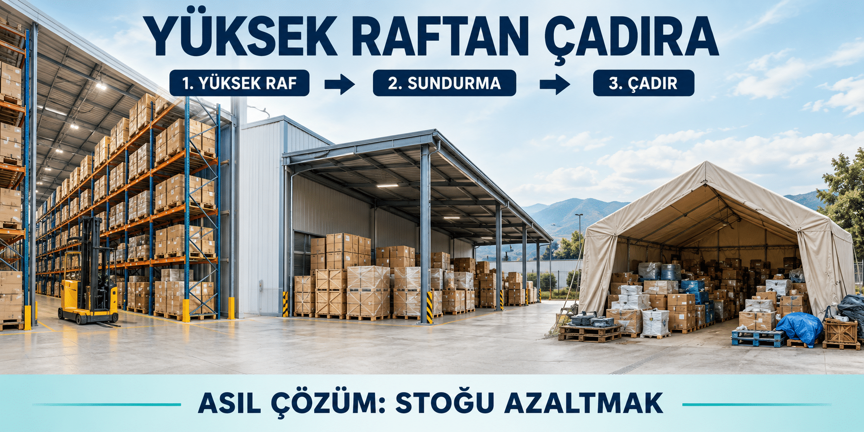 Yüksek raf, sundurma ve çadır depoya uzanan stok büyümesi; asıl çözüm stoğu azaltmak